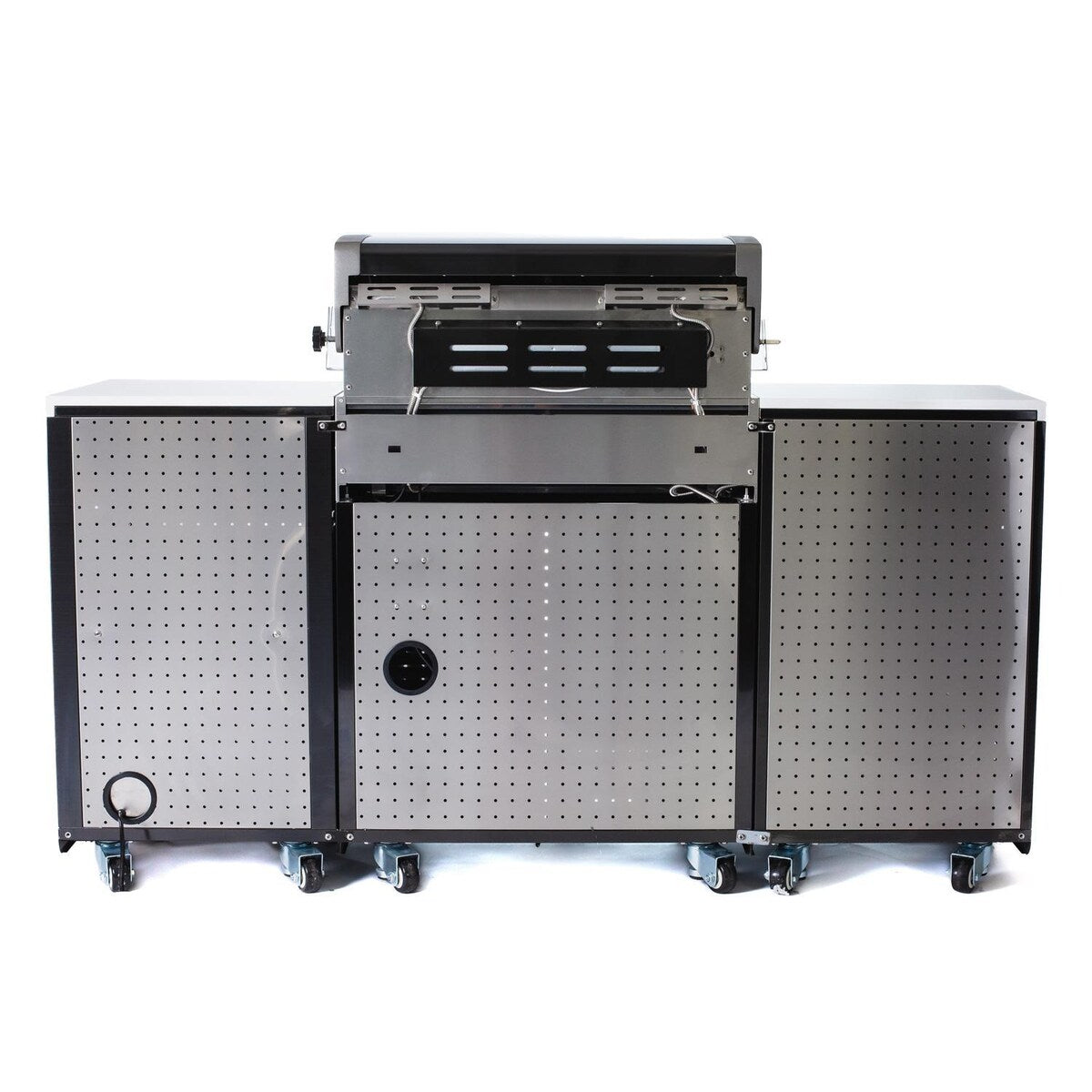 Mont Alpi Compact Series 6 Ft Propane Outdoor Kitchen Island w/ Fridge in Black Stainless Steel - MA-957FC