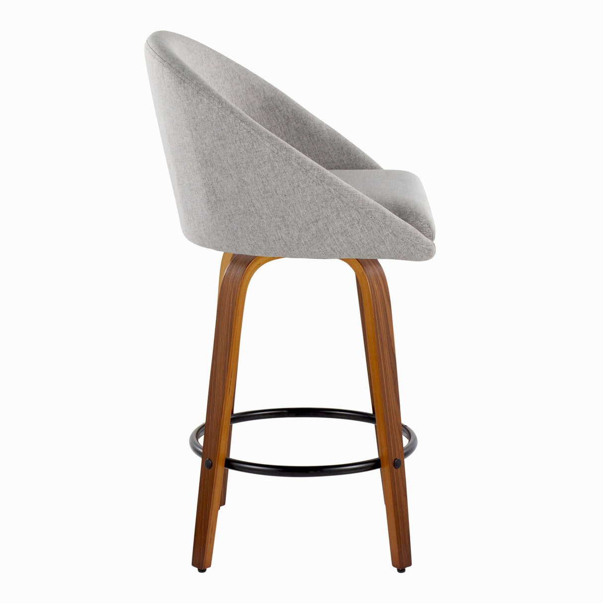 Matisse - 26" Highback Fixed-Height Counter Stool With Swivel And Round Black Metal Footrest (Set of 2) - Walnut Wood