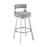 Lynof - Swivel Bar Stool - Brushed Stainless Steel Finish