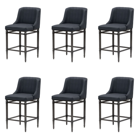 Marvin - Steel Frame Faux Leather Upholstered Counter Height Barstool