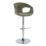 Curvo - Adjustable Barstool With Rounded T Footrest (Set of 2) - Chrome Metal