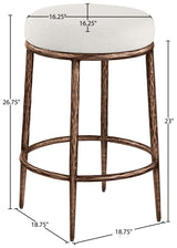 Ferro - Linen Textured Performance Fabric Upholstered Backless Counter Stool - Cream / Brushed Bronze