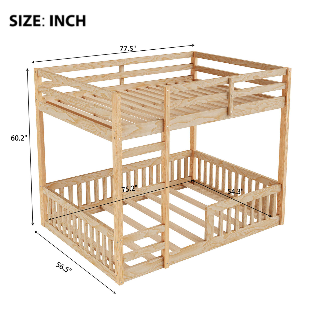 Stylish Bunk Bed With Ladder And Guardrails