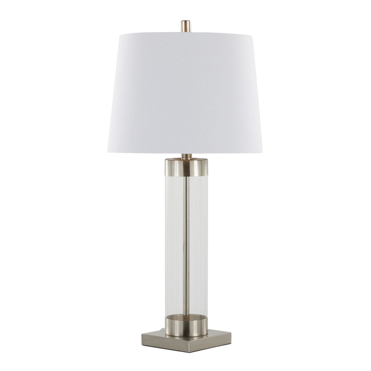 Glacier - 30" Table Lamp (Set of 2) - Clear Glass And Brushed Nickel With White Linen Shade