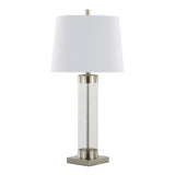 Glacier - 30" Table Lamp (Set of 2) - Clear Glass And Brushed Nickel With White Linen Shade