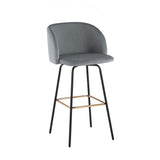 Fran - Fixed-Height Velvet Swivel Barstool (Set of 2