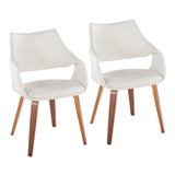 Curvo - High Back Upholstered Chair (Set of 2) - Walnut Wood Legs