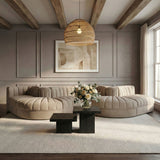Rummi - Rounded Velvet Performance Fabric Upholstered 6 Piece Modular Sectional