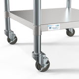 30" x 30" 18-Gauge 304 Stainless Steel Commercial Work Table with Casters, CT3030-18C.