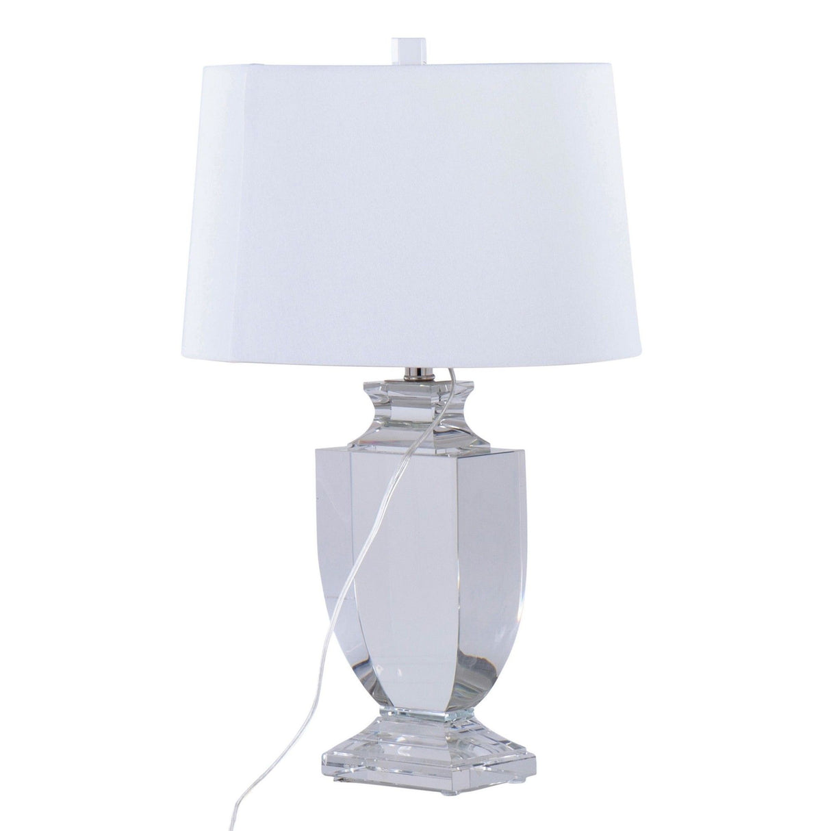 Elsa - Crystal Table Lamp - Clear Crystal, Chrome Metal, Off - white Silk