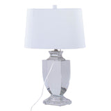 Elsa - Crystal Table Lamp - Clear Crystal, Chrome Metal, Off - white Silk