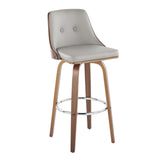 Gianna - 30" Fixed-Height Barstool (Set of 2) - Walnut Wood With Round Footrest