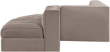 Rummi - Rounded Velvet Performance Fabric Upholstered 5 Piece Modular Sectional
