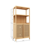 Neutral - Bamboo Storage Cabinet Freestanding With 2 Doors For Bathroom, Living Room, Kitchen, And Entryway - Neutral