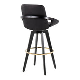 Cosmo - Fixed-Height Barstool (Set of 2) - Black Wood Base, Gold Footrest
