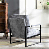 Classic Mid Century Modern Accent Chair With Durable Square Metal Frame, Armchair