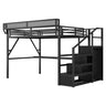 Loft Bed With Desk And Charging Station With Stairs And Light