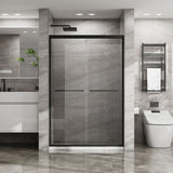 Matte Black Double Sliding Glass Shower Door With Aluminum Frame And SGCC Clear Tempered Glass - Black