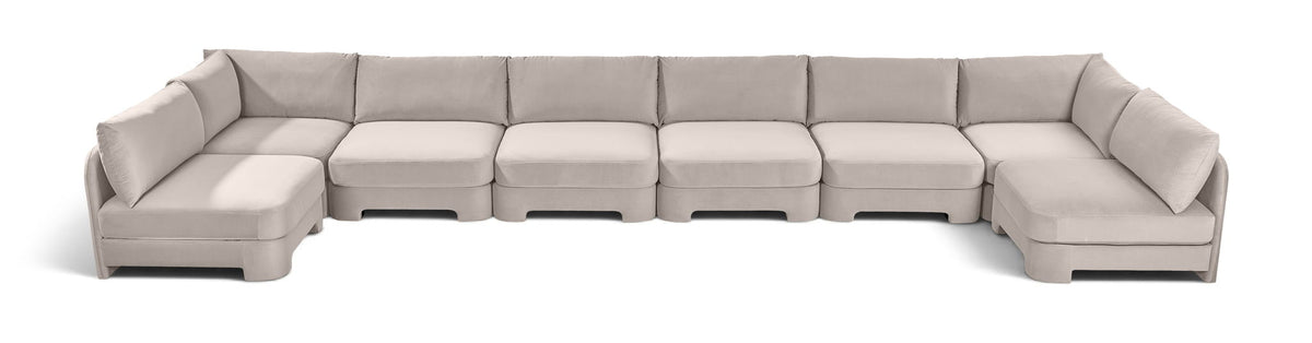 Hammond - Velvet Performance Fabric Upholstered 8 Piece U-Shaped Armless Sectional - Beige