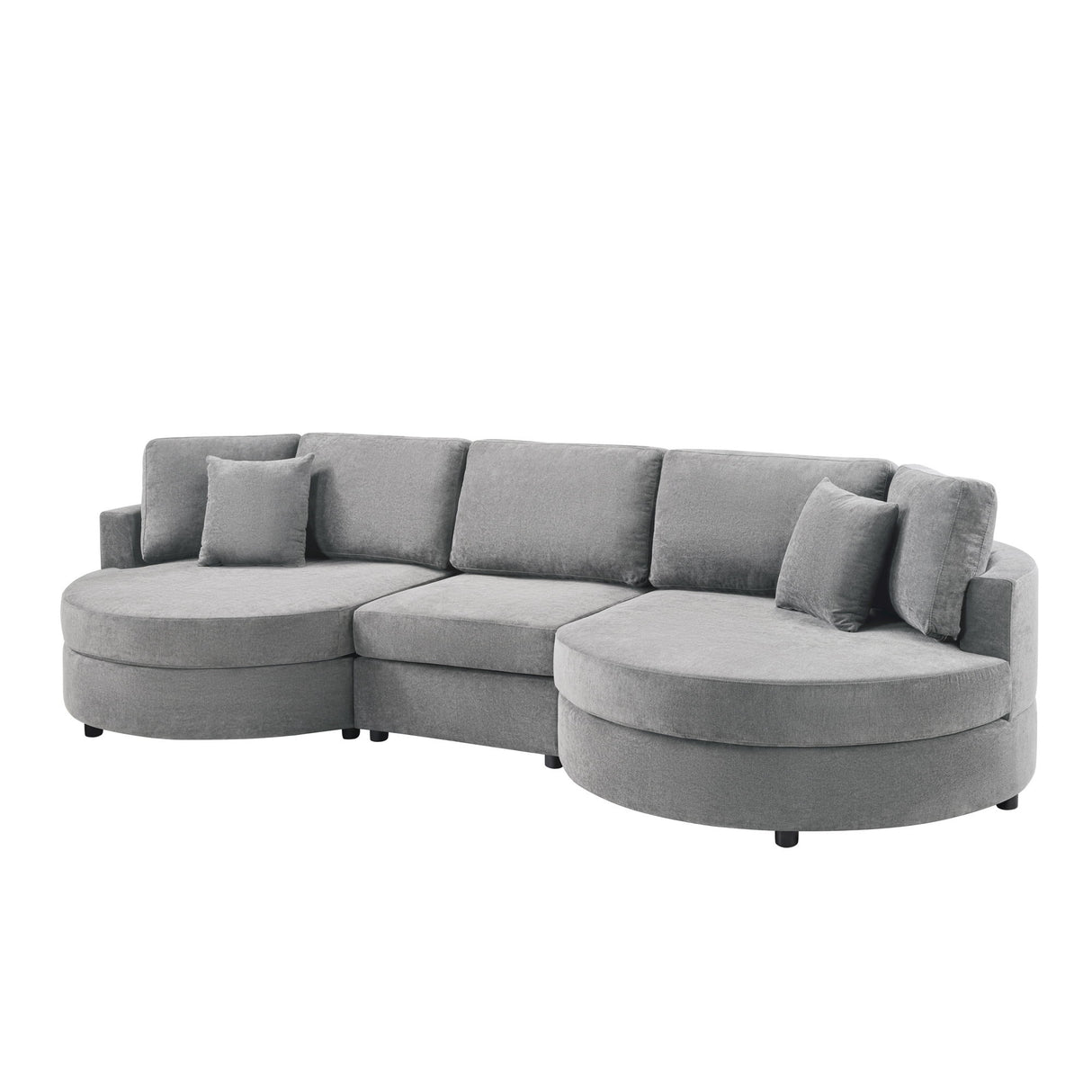 Modern 3 Seater Upholstered Sofa With Curved Design