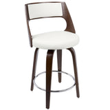 Cecina - Mid-Century Modern Swivel Counter Stool (Set of 2) - Cherry And White Faux Leather