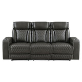 Taddeo - Power Motion Sofa With Power Headrest, USB, Wireless Charger, LED & Reading Light - Dark Gray