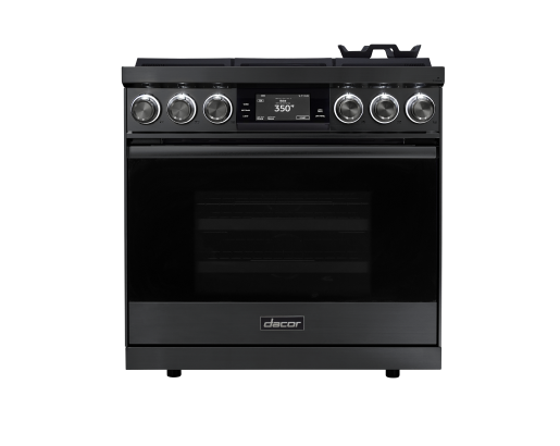 Dacor DOP36C86DLM/DA 36 inch dual fuel range graphite stainless steel - front view