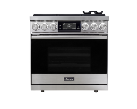 Dacor DOP36C86DLS/DA 36 inch dual fuel range silver stainless steel - front view