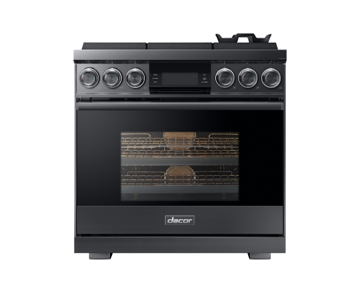 Dacor DOP36M96GLM/DA 36 inch professional gas range graphite stainless steel - front view