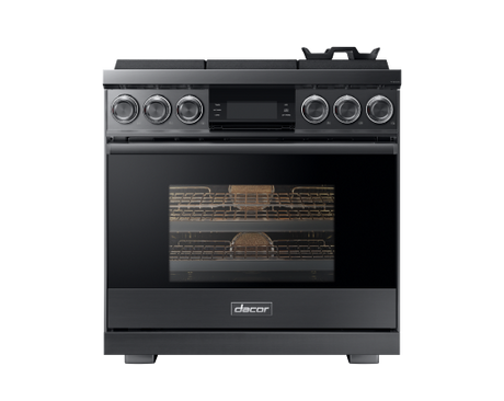 Dacor DOP36M96GLM/DA 36 inch professional gas range graphite stainless steel - front view