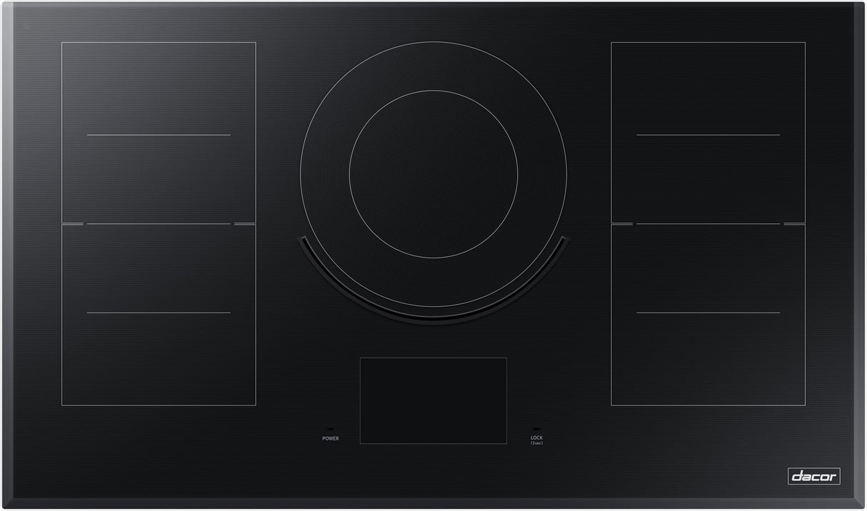Dacor DTI36M977BB 36 Inch Induction Cooktop Black Glass top view