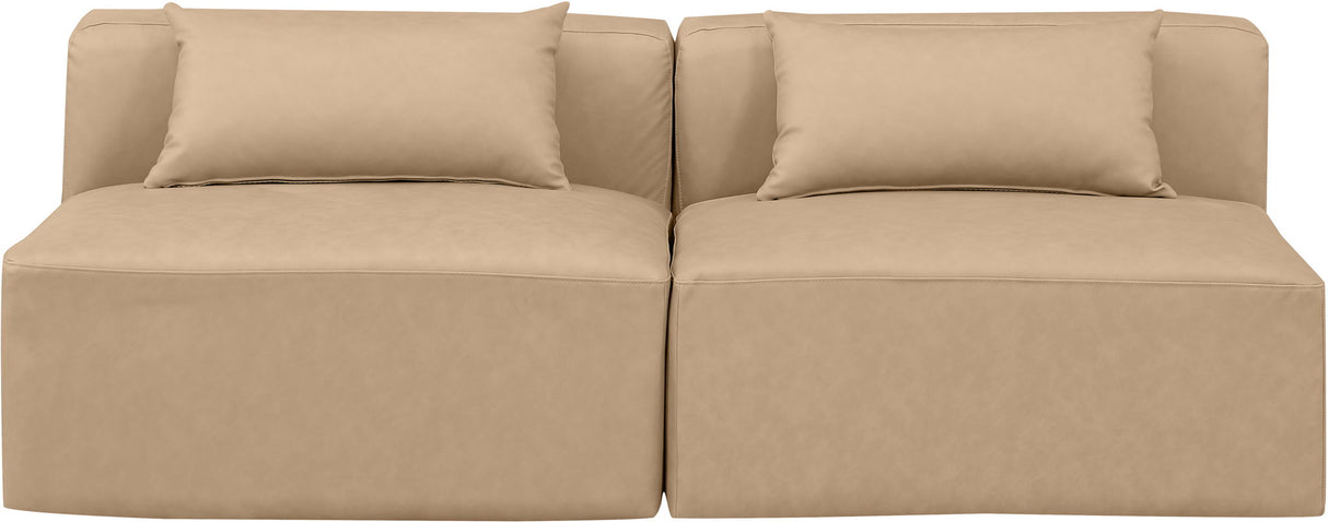 Cube - Modular 2 Piece Armless Sofa - Tan