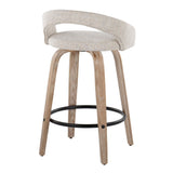 Grotto - Upholstered Fixed-Height Counter Stool (Set of 2) - Whitewashed Wood, Black Metal