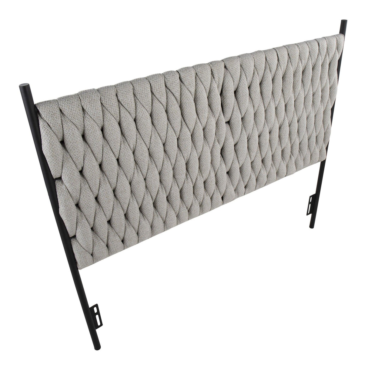 Matisse - Braided Queen Size Headboard - Black Metal And Cream Fabric