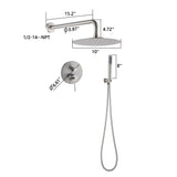 Elegant 10" Round Rain Shower Head And Handheld Set With Adjustable Tilt And Dual Modes