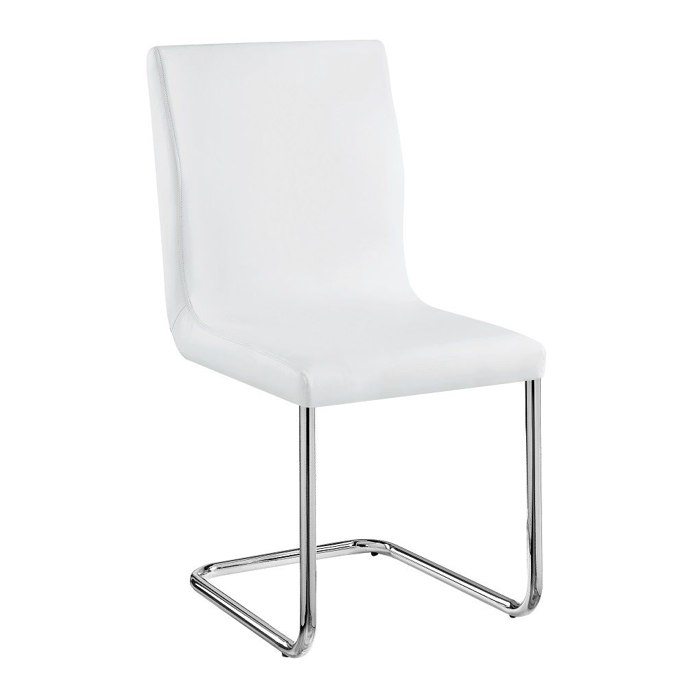 Palton - Side Chair Set of 2) - White Synthetic Leather & Chrome