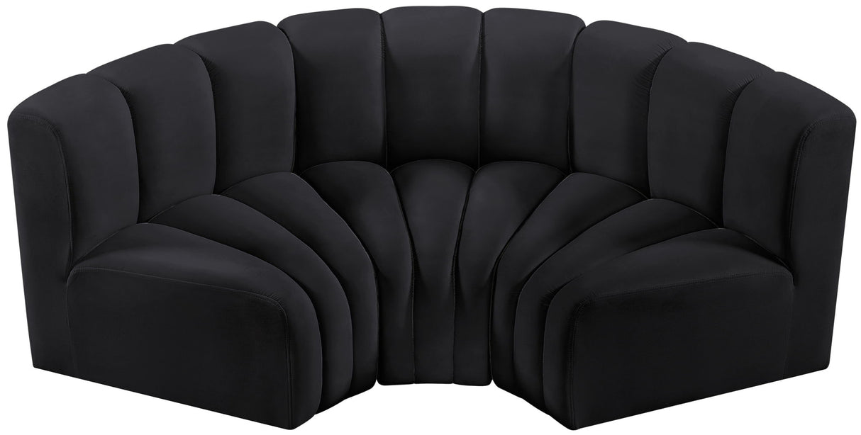 Arc - Velvet 3 Piece Modular U-Shaped Sofa