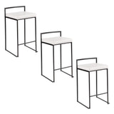 Fuji - Stackable Counter Stool With Cushion - Black Metal