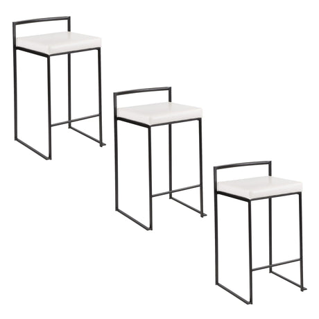 Fuji - Stackable Counter Stool With Cushion - Black Metal