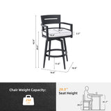 Outdoor Swivel Bar Chairs, 360 Degree Rotation, Ergonomic Backrest (Set of 2)