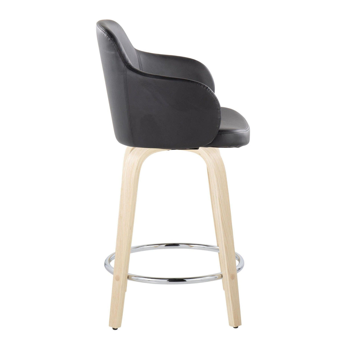 Boyne - 24" Fixed-Height Faux Leather Counter Stool (Set of 2) - Black