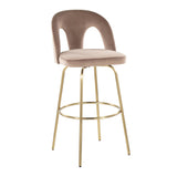 Ava - Upholstered Fixed-Height Barstool (Set of 2) - Gold Base