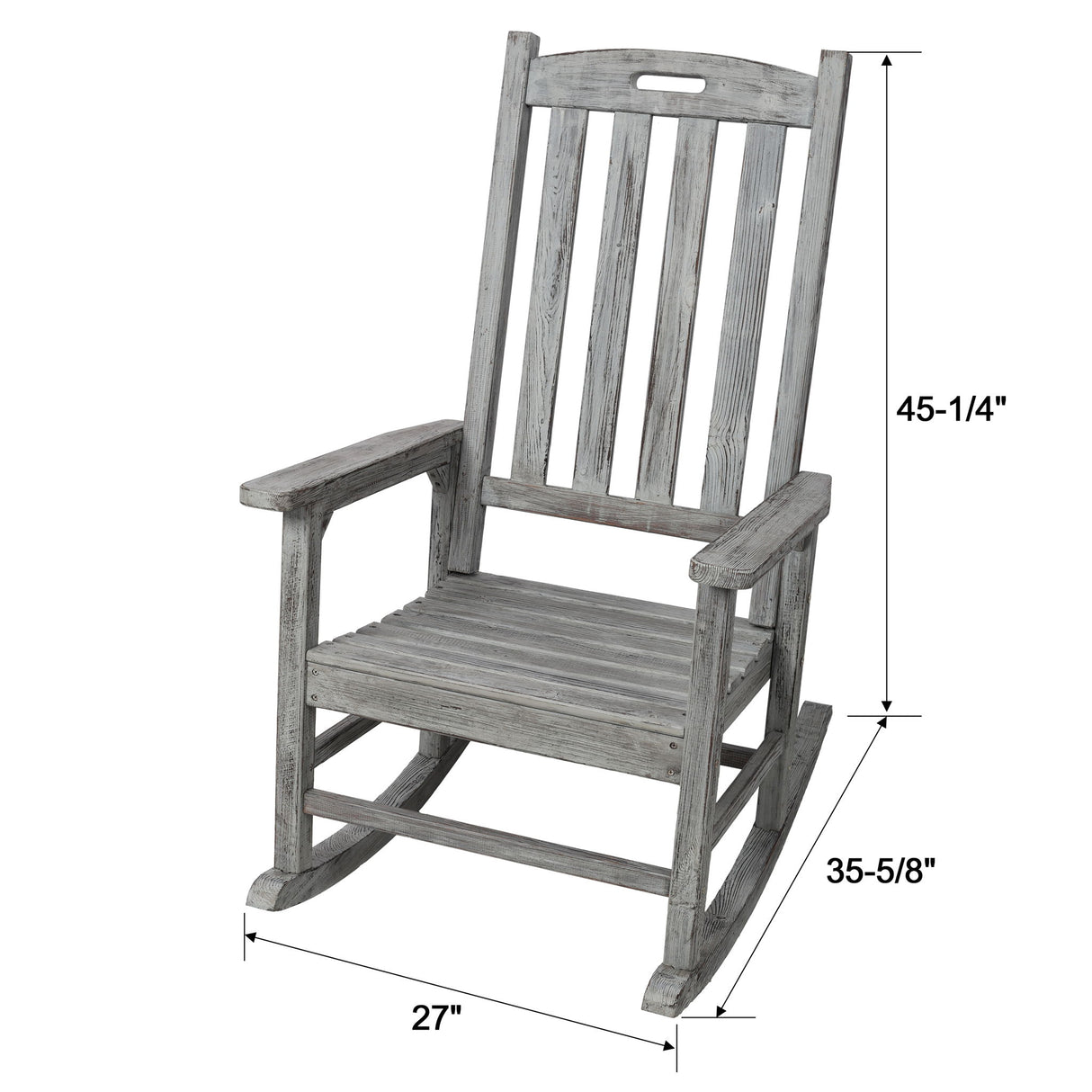 Oversized Porch Rocker Chair With Wide Seat And Tall Backrest