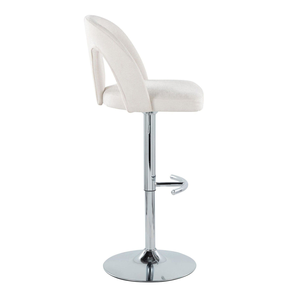 Ava - Upholstered Adjustable Barstool (Set of 2) - Chrome Metal