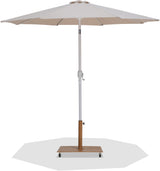 Fiji - Aluminum Patio Umbrella With Square Teak And White Base