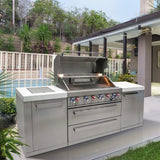 Mont Alpi Original Series 8 Ft Natural Gas Outdoor Kitchen Island w/ Side Burner- MAi805