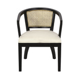 Elegant Dining Chair With Cane Web Backrests And Velvet Upholstery