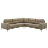 Pimentel - Leather Sectional Sofa With Tufted Back And Track Arms