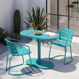 3 Piece Elegant Outdoor Bistro Set With 2 Chairs And Oval Table