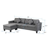 Sectional Sofa Set For Living Room With L Shape Chaise Lounge, Cup Holder And Left Or Right Hand Chaise Modern 4 Seat